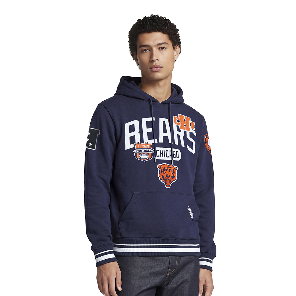 NFL CHICAGO BEARS LETTERMAN CHANDAIL À CAPUCHON POUR HOMME (MARINE MINUIT)