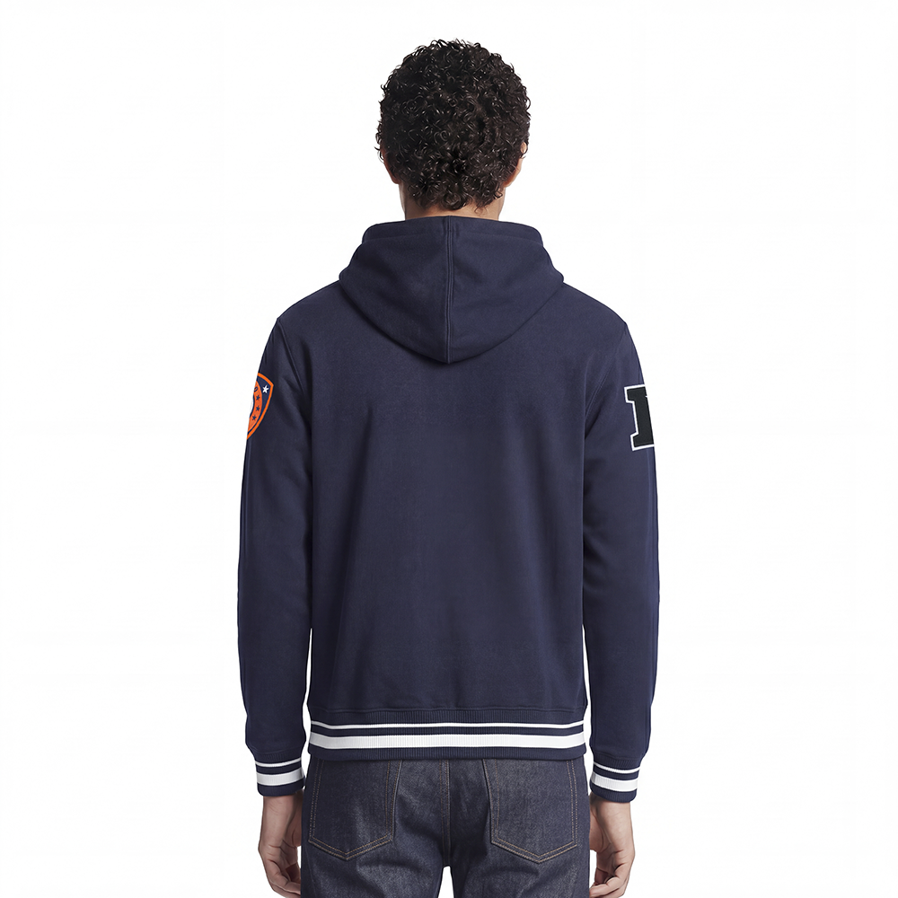 NFL CHICAGO BEARS LETTERMAN MEN'S PULL OVER HOODIE (MIDNIGHT NAVY)