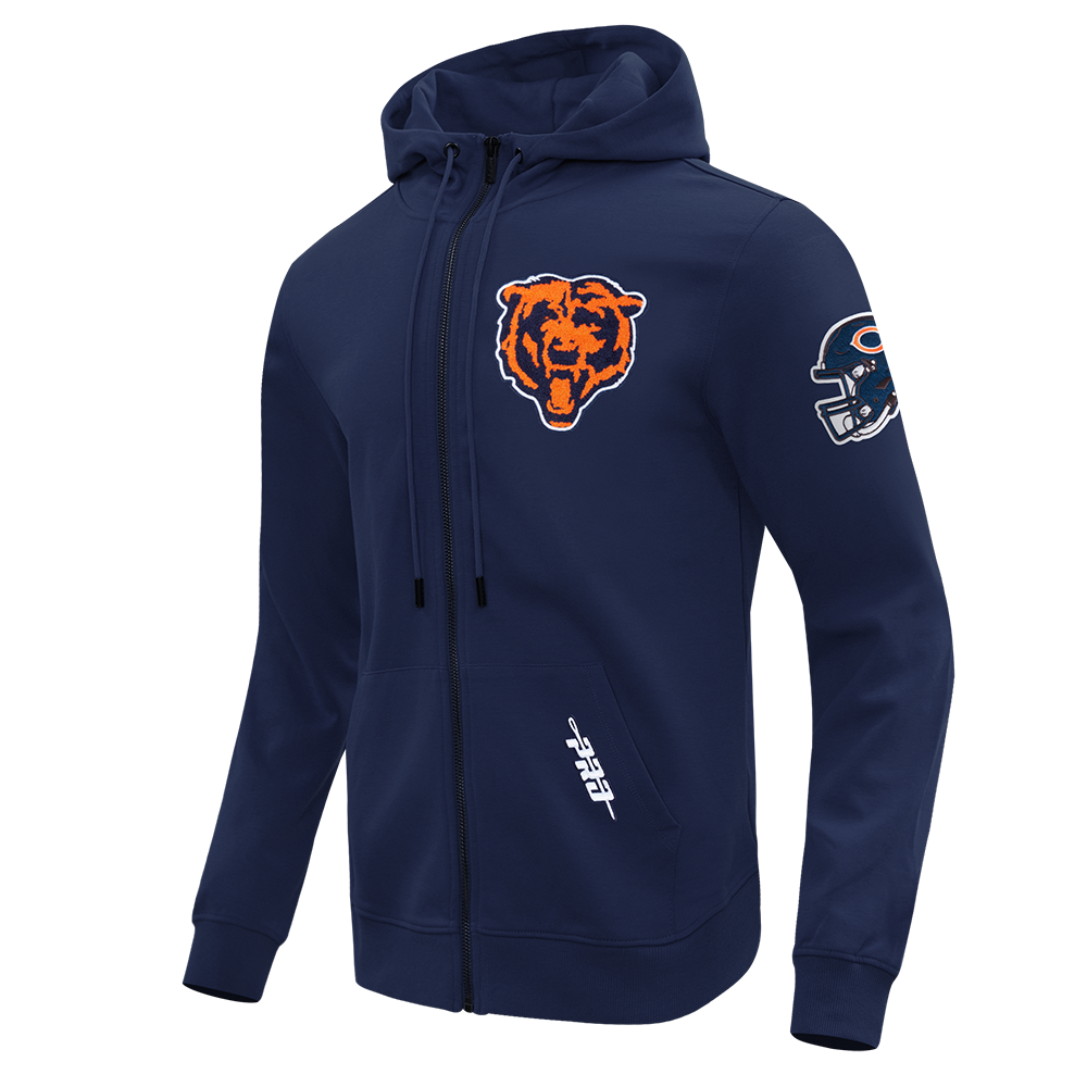 NFL CHICAGO BEARS CLASSIC CHENILLE CHANDAIL À CAPUCHON À GLISSIÈRE POUR HOMME (MARINE MINUIT)