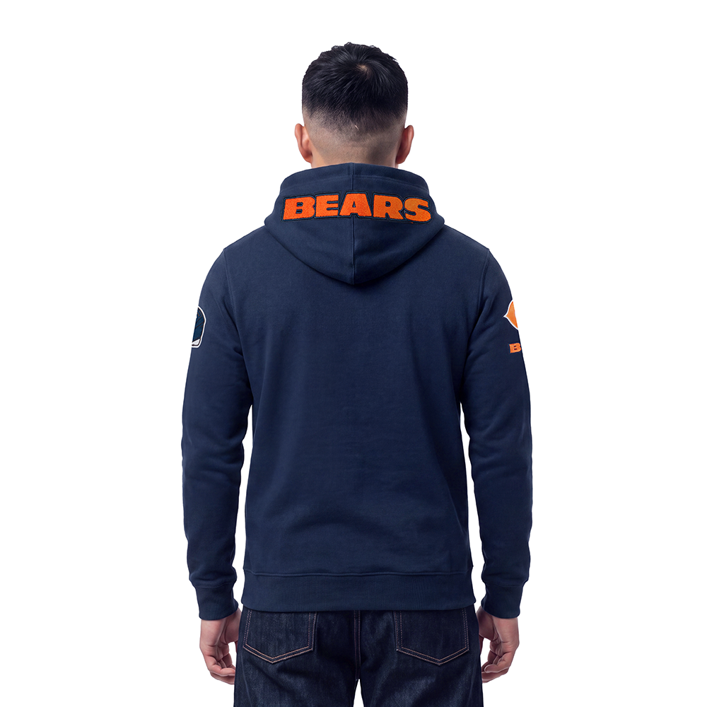 NFL CHICAGO BEARS CLASSIC CHENILLE MEN'S FULL ZIP HOODIE (MIDNIGHT NAVY)