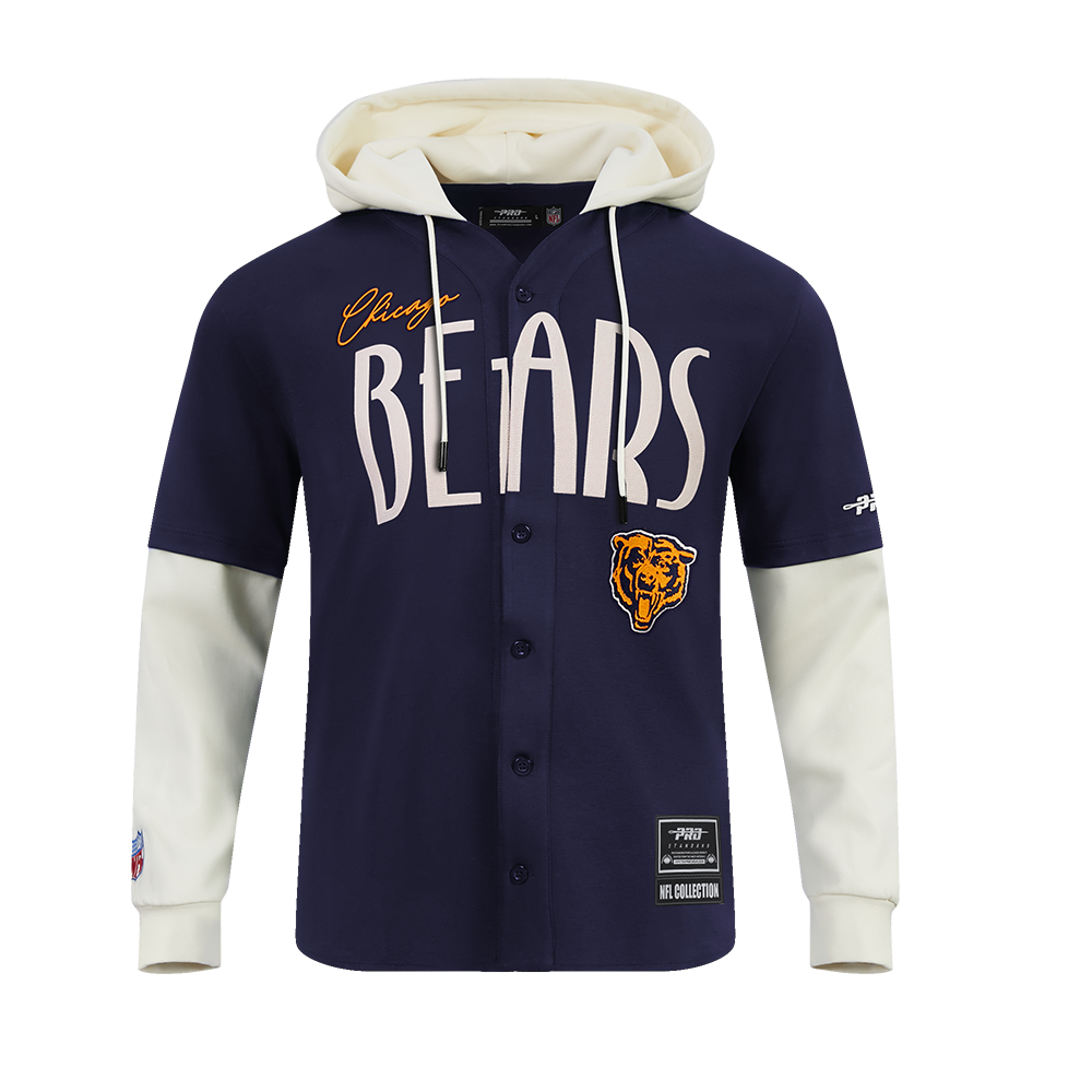 NFL CHICAGO BEARS ORIGINAL PLAYERS MEN'S PULL OVER HOODIE (MIDNIGHT NAVY/EGGSHELL)