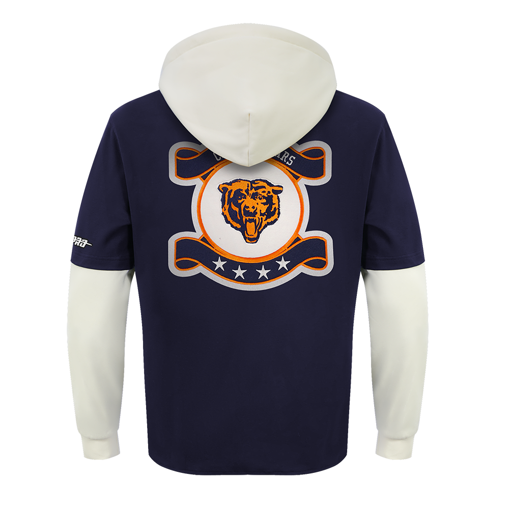 NFL CHICAGO BEARS ORIGINAL PLAYERS MEN'S PULL OVER HOODIE (MIDNIGHT NAVY/EGGSHELL)