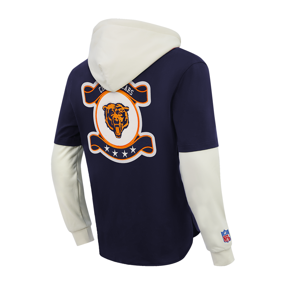 NFL CHICAGO BEARS ORIGINAL PLAYERS MEN'S PULL OVER HOODIE (MIDNIGHT NAVY/EGGSHELL)