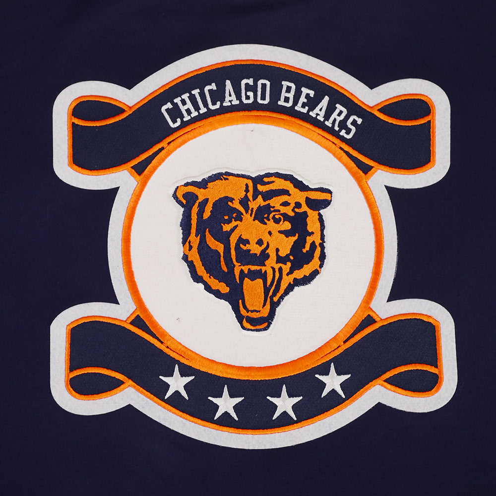 NFL CHICAGO BEARS ORIGINAL PLAYERS MEN'S PULL OVER HOODIE (MIDNIGHT NAVY/EGGSHELL)