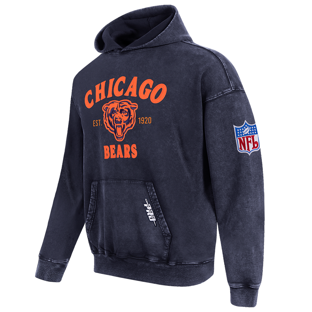 NFL CHICAGO BEARS FIRST TEAM MEN'S PULL OVER HOODIE (WASHED MIDNIGHT NAVY)