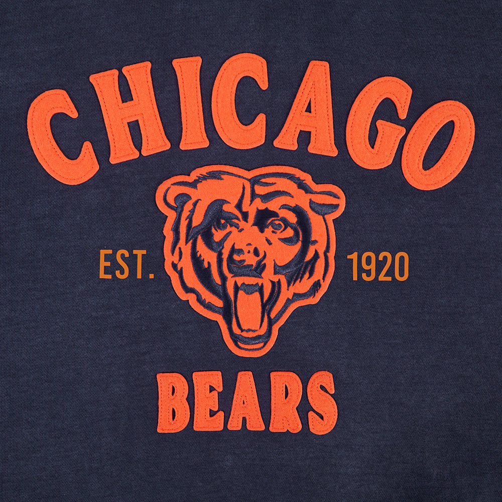 NFL CHICAGO BEARS FIRST TEAM MEN'S PULL OVER HOODIE (WASHED MIDNIGHT NAVY)