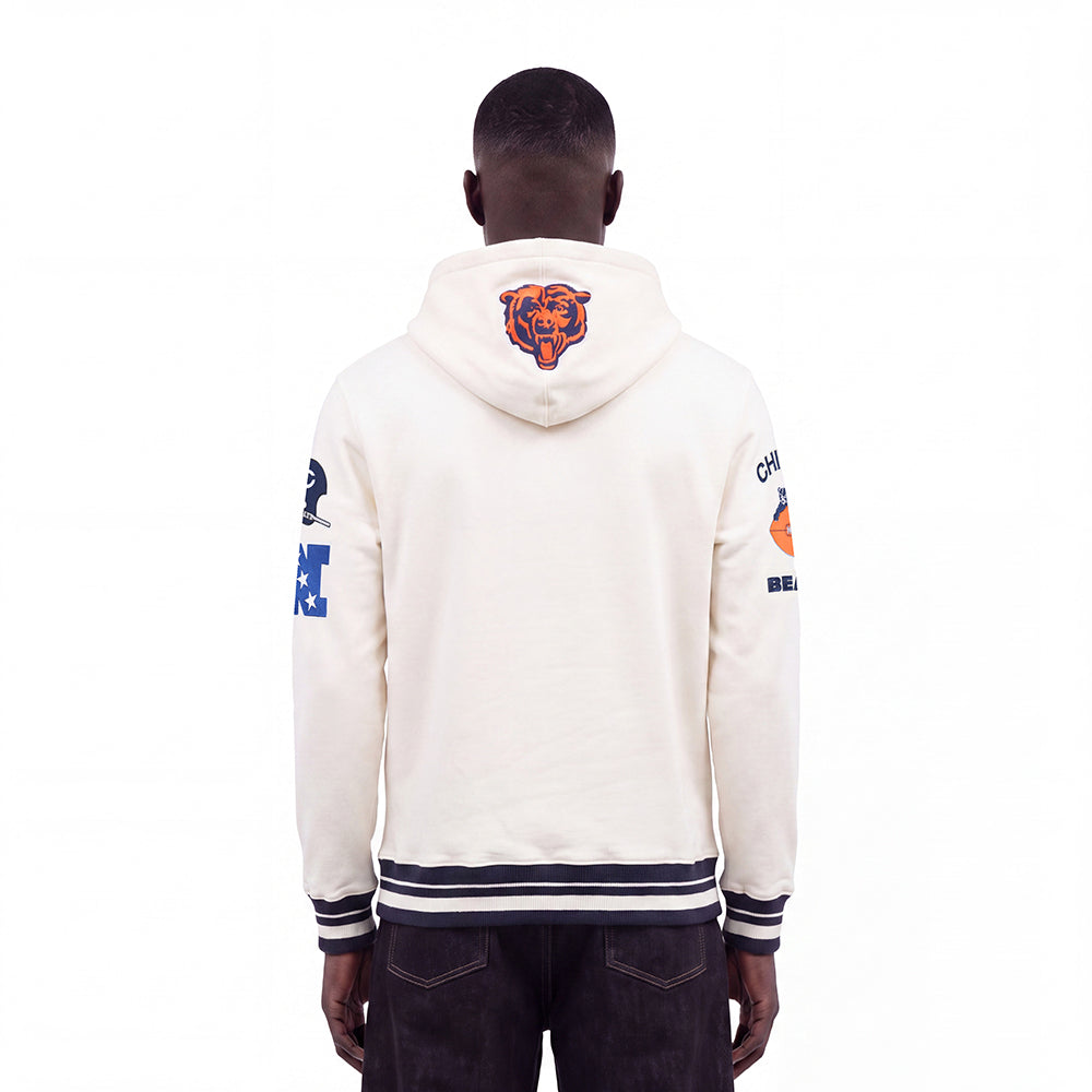 NFL CHICAGO BEARS RETRO CLASSICS MEN'S PULLOVER HOODIE (EGGSHELL/ MIDNIGHT NAVY)