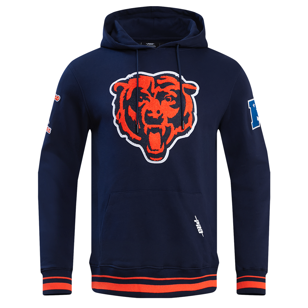 NFL CHICAGO BEARS RETRO CLASSIC MEN'S PULLOVER HOODIE (MIDNIGHT NAVY/ORANGE/MIDNIGHT NAVY)
