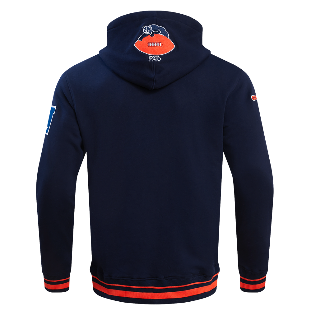 NFL CHICAGO BEARS RETRO CLASSIC MEN'S PULLOVER HOODIE (MIDNIGHT NAVY/ORANGE/MIDNIGHT NAVY)