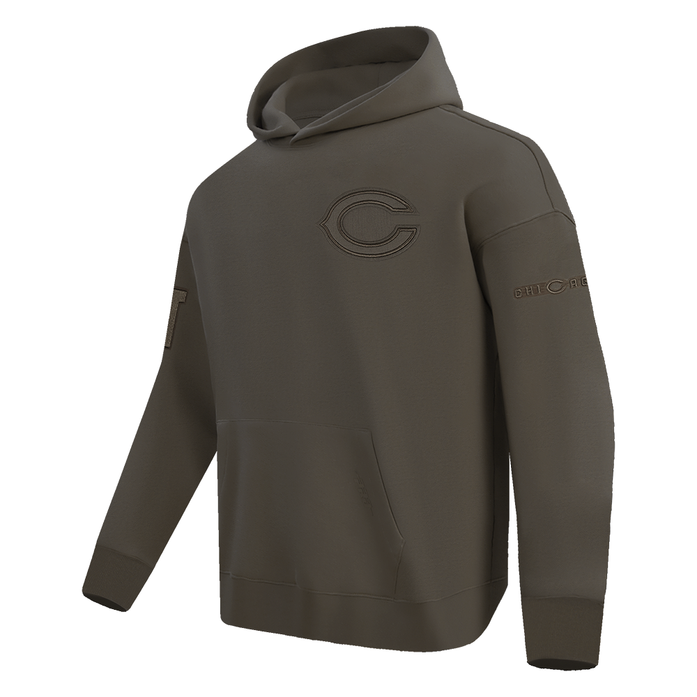 NFL CHICAGO BEARS NEUTRAL MEN'S DROP SHOULDER PULLOVER HOODIE (DARK TAUPE)
