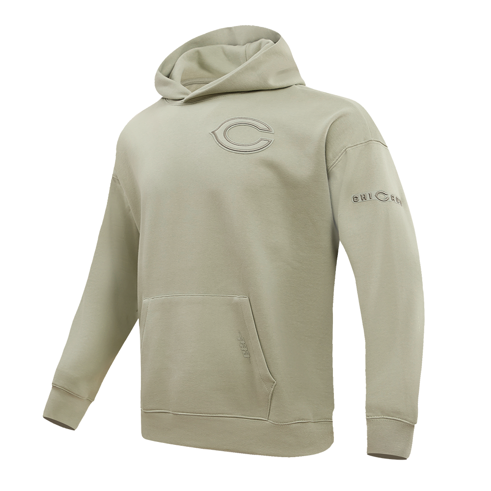 NFL CHICAGO BEARS NEUTRAL DROP SHOULDER MEN'S PULLOVER HOODIE (TAUPE)