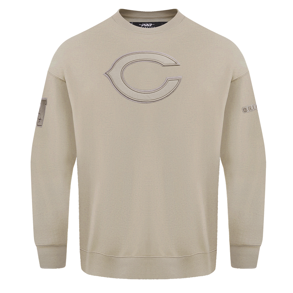 NFL CHICAGO BEARS NEUTRAL CHANDAIL À COL ROND EN MOLLETON À ÉPAULES TOMBANTES (TAUPE)