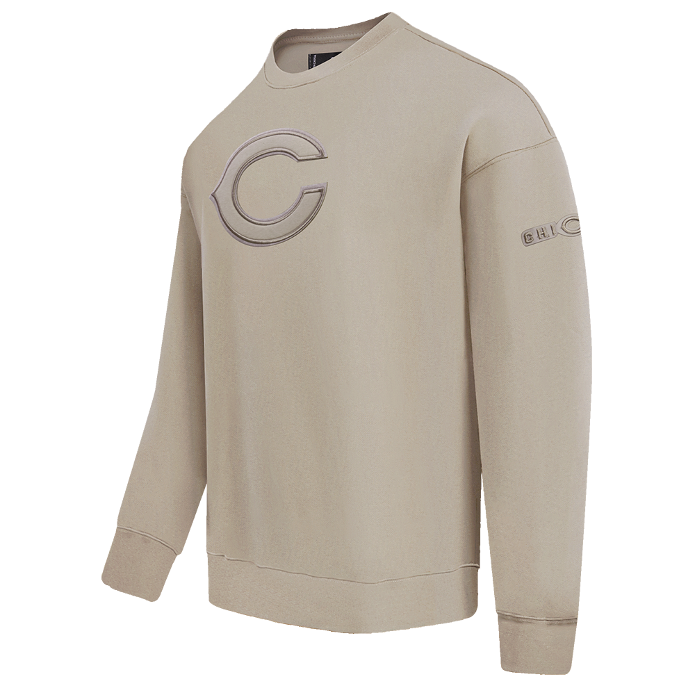 NFL CHICAGO BEARS NEUTRAL CHANDAIL À COL ROND EN MOLLETON À ÉPAULES TOMBANTES (TAUPE)