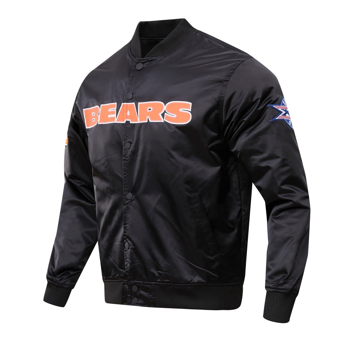NFL CHICAGO BEARS BIG LOGO MEN'S SATIN JACKET (BLACK)