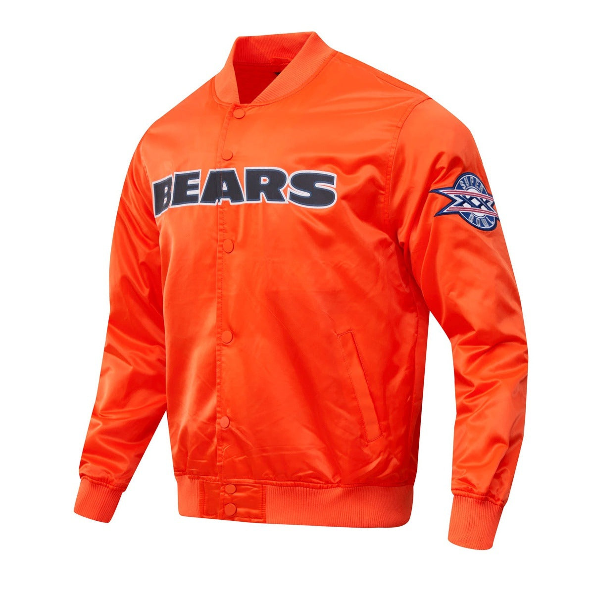 NFL CHICAGO BEARS BLOUSON EN SATIN À GRAND LOGO POUR HOMME (ORANGE)