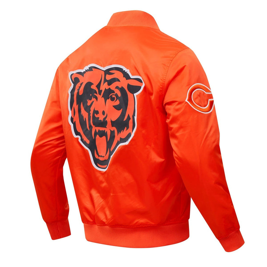 NFL CHICAGO BEARS BLOUSON EN SATIN À GRAND LOGO POUR HOMME (ORANGE)