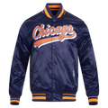NFL CHICAGO BEARS SCRIPT TAIL BLOUSON EN SATIN POUR HOMME (MARINE MINUIT/ORANGE/MARINE MINUIT)