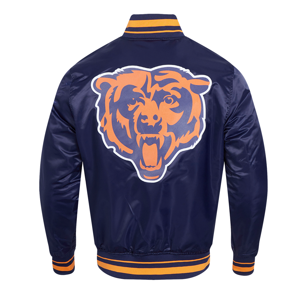 NFL CHICAGO BEARS SCRIPT TAIL BLOUSON EN SATIN POUR HOMME (MARINE MINUIT/ORANGE/MARINE MINUIT)