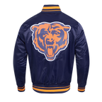 NFL CHICAGO BEARS SCRIPT TAIL BLOUSON EN SATIN POUR HOMME (MARINE MINUIT/ORANGE/MARINE MINUIT)