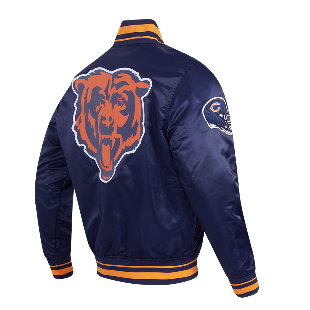 NFL CHICAGO BEARS SCRIPT TAIL BLOUSON EN SATIN POUR HOMME (MARINE MINUIT/ORANGE/MARINE MINUIT)