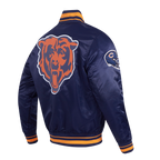 NFL CHICAGO BEARS SCRIPT TAIL BLOUSON EN SATIN POUR HOMME (MARINE MINUIT/ORANGE/MARINE MINUIT)