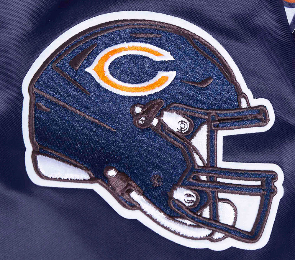 NFL CHICAGO BEARS SCRIPT TAIL BLOUSON EN SATIN POUR HOMME (MARINE MINUIT/ORANGE/MARINE MINUIT)