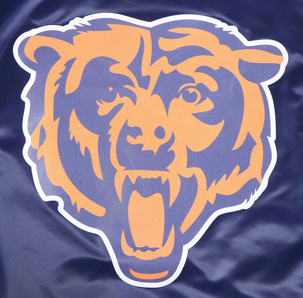 NFL CHICAGO BEARS SCRIPT TAIL BLOUSON EN SATIN POUR HOMME (MARINE MINUIT/ORANGE/MARINE MINUIT)