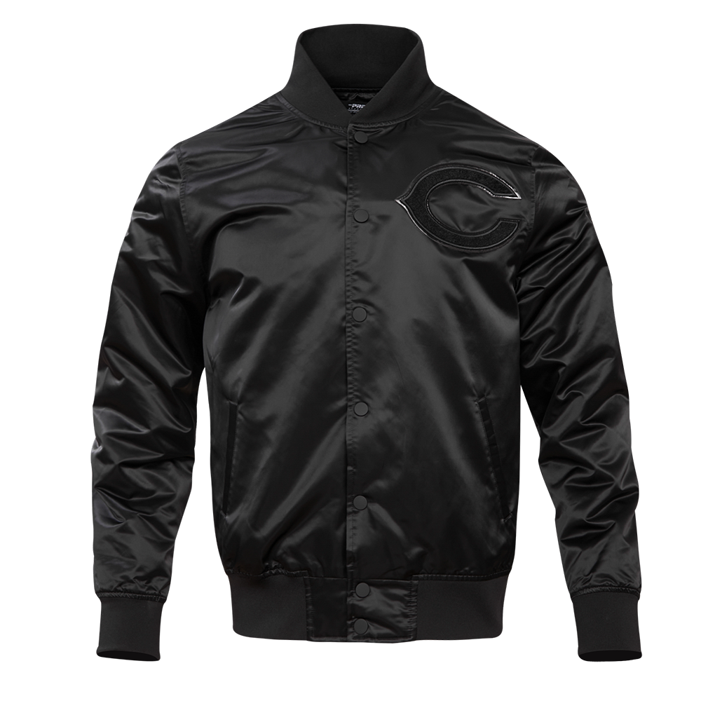 NFL CHICAGO BEARS TRIPLE BLACK BLOUSON EN SATIN POUR HOMME (TRIPLE NOIR HOMME)