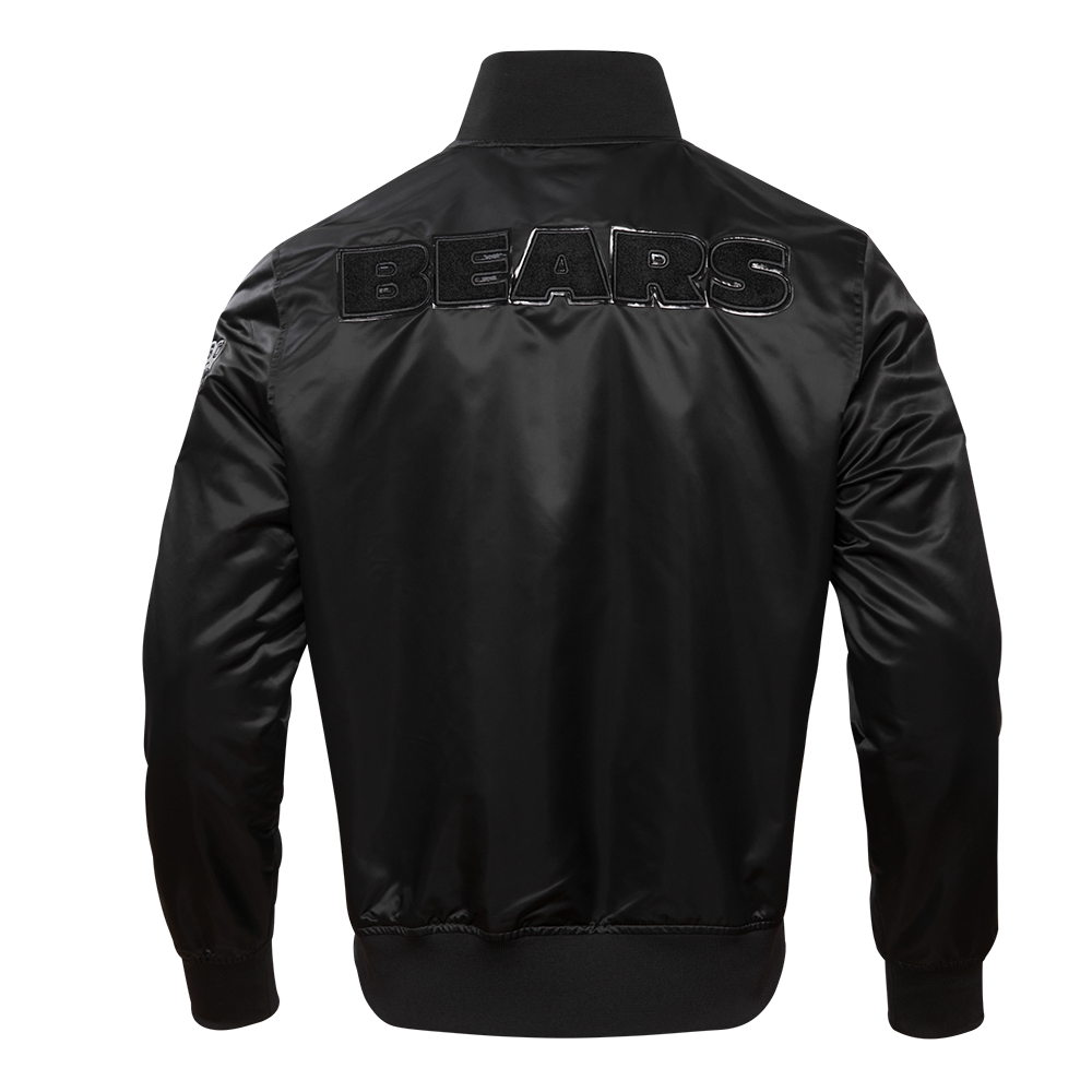 NFL CHICAGO BEARS TRIPLE BLACK BLOUSON EN SATIN POUR HOMME (TRIPLE NOIR HOMME)