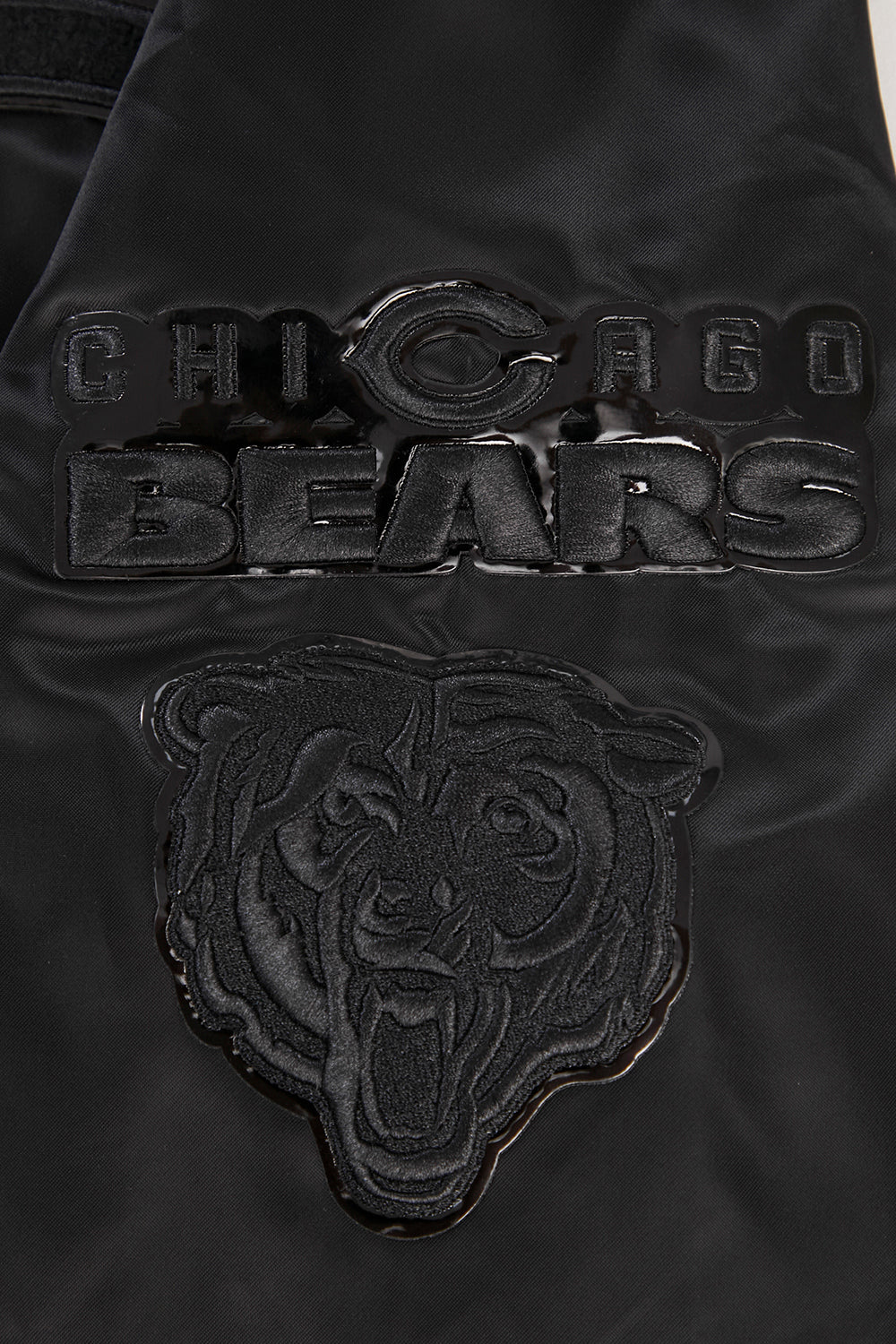 NFL CHICAGO BEARS TRIPLE BLACK BLOUSON EN SATIN POUR HOMME (TRIPLE NOIR HOMME)