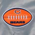 NFL CHICAGO BEARS OLD ENGLISH MEN'S RIB SATIN JACKET (GRAY)