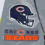 NFL CHICAGO BEARS OLD ENGLISH MEN'S RIB SATIN JACKET (GRAY)