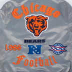 NFL CHICAGO BEARS OLD ENGLISH MEN'S RIB SATIN JACKET (GRAY)