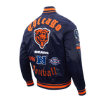 NFL CHICAGO BEARS OLD ENGLISH MEN'S RIB SATIN JACKET (MIDNIGHT NAVY/ORANGE/MIDNIGHT NAVY)