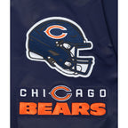 NFL CHICAGO BEARS OLD ENGLISH MEN'S RIB SATIN JACKET (MIDNIGHT NAVY/ORANGE/MIDNIGHT NAVY)