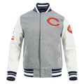 NFL CHICAGO BEARS OLD ENGLISH BLOUSON COLLÉGIAL EN LAINE À BORDS CÔTELÉS POUR HOMME (GRIS CHINÉ/BLANC/MARINE MINUIT)