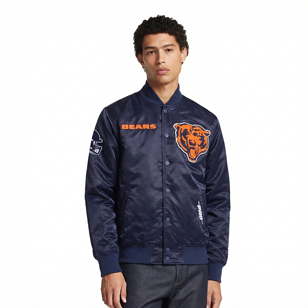 NFL CHICAGO BEARS SOUVENIR BLOUSON EN SATIN POUR HOMME (MARINE)