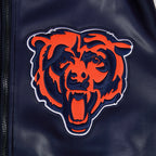 NFL CHICAGO BEARS BEST OF BLOUSON COLLÉGIAL EN CUIR POUR HOMME (MARINE MINUIT/BLANC)
