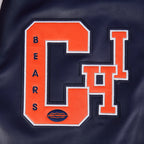 NFL CHICAGO BEARS BEST OF BLOUSON COLLÉGIAL EN CUIR POUR HOMME (MARINE MINUIT/BLANC)