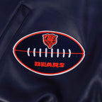 NFL CHICAGO BEARS BEST OF BLOUSON COLLÉGIAL EN CUIR POUR HOMME (MARINE MINUIT/BLANC)