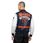 NFL CHICAGO BEARS BEST OF BLOUSON COLLÉGIAL EN CUIR POUR HOMME (MARINE MINUIT/BLANC)