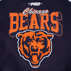 NFL CHICAGO BEARS TEAM BADGE BLOUSON COLLÉGIAL EN LAINE À BORDS CÔTELÉS POUR HOMME (MARINE MINUIT/ORANGE/MARINE MINUIT)