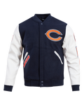 NFL CHICAGO BEARS CLASSIC BLOUSON COLLÉGIAL EN LAINE POUR HOMME (MARINE MINUIT/BLANC)