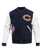 NFL CHICAGO BEARS CLASSIC BLOUSON COLLÉGIAL EN LAINE POUR HOMME (MARINE MINUIT/BLANC)