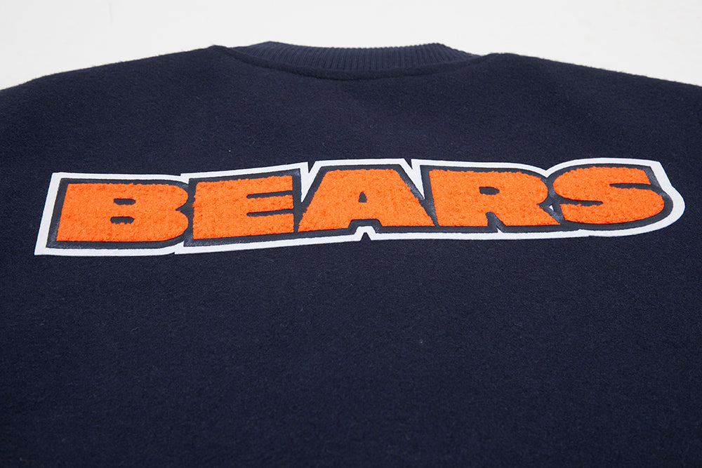 NFL CHICAGO BEARS CLASSIC BLOUSON COLLÉGIAL EN LAINE POUR HOMME (MARINE MINUIT/BLANC)
