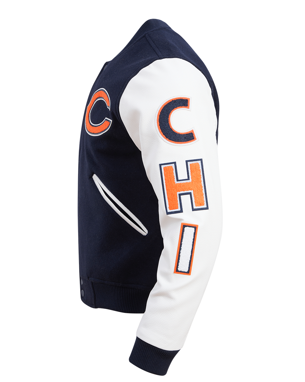 NFL CHICAGO BEARS CLASSIC BLOUSON COLLÉGIAL EN LAINE POUR HOMME (MARINE MINUIT/BLANC)