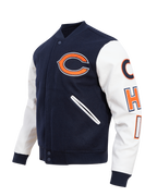 NFL CHICAGO BEARS CLASSIC BLOUSON COLLÉGIAL EN LAINE POUR HOMME (MARINE MINUIT/BLANC)