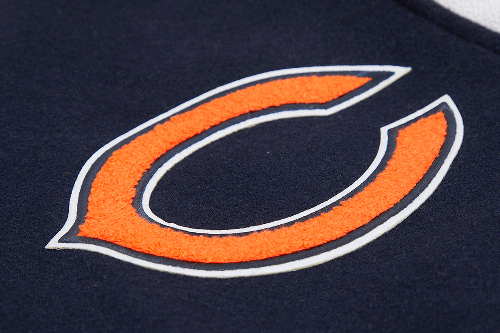 NFL CHICAGO BEARS CLASSIC BLOUSON COLLÉGIAL EN LAINE POUR HOMME (MARINE MINUIT/BLANC)