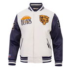 NFL CHICAGO BEARS ORIGINAL PLAYERS MEN'S VARSITY JACKET (EGGSHELL/ MIDNIGHT NAVY)