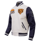 NFL CHICAGO BEARS ORIGINAL PLAYERS MEN'S VARSITY JACKET (EGGSHELL/ MIDNIGHT NAVY)